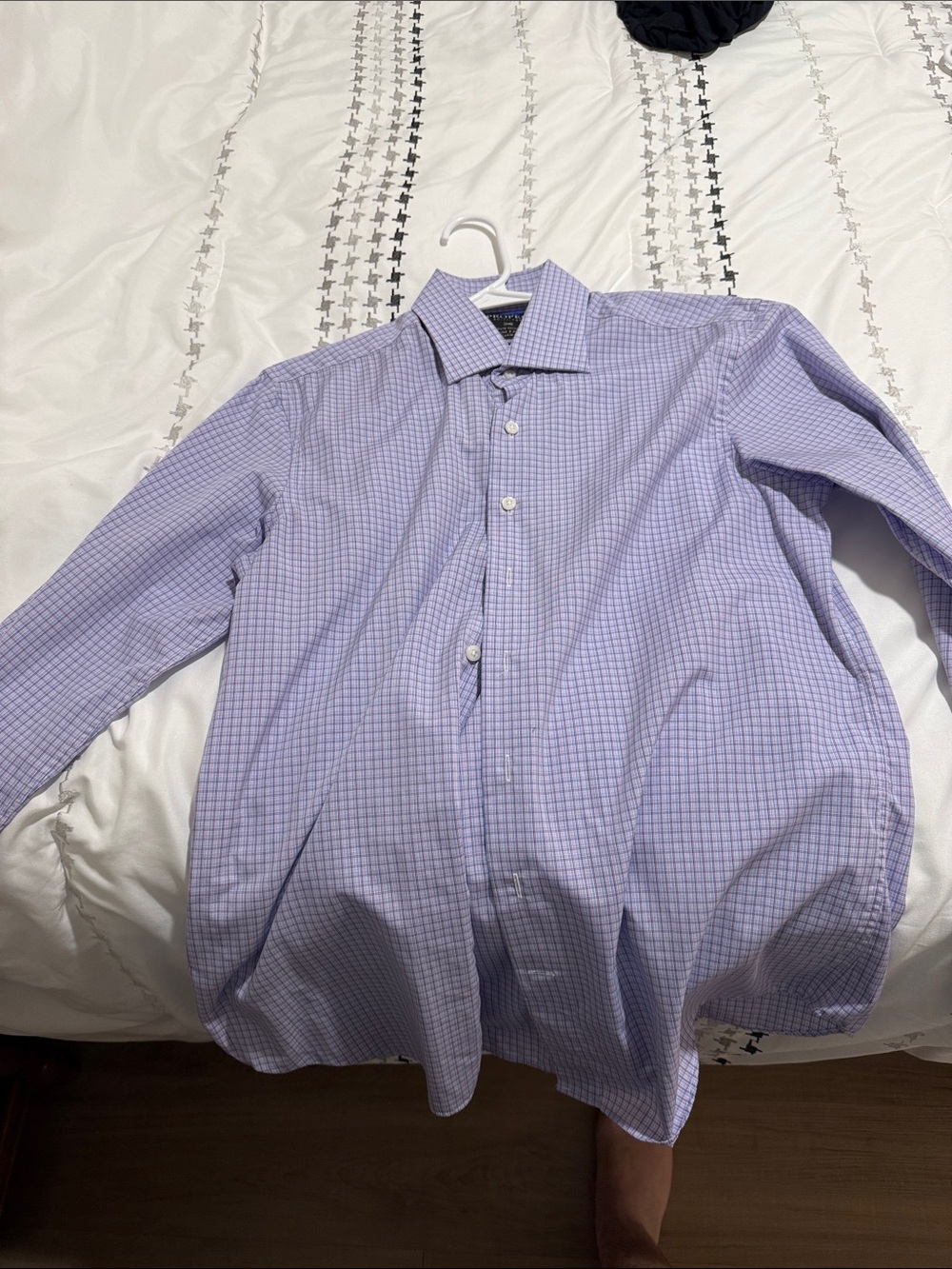 Men's Lavender Check Dress Shirt - Classic Spread Collar - WORN 2 times!